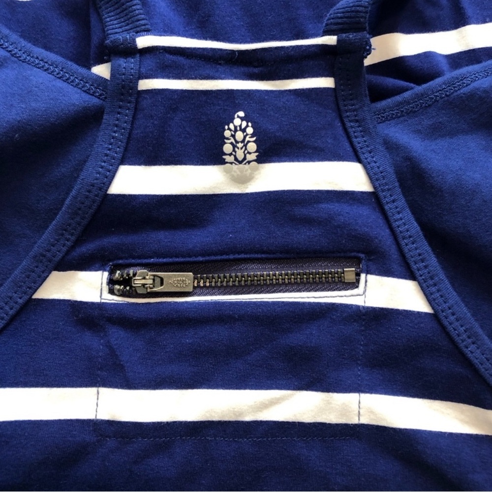 Free People Hot Shot Mini Dress in Spring Stripe Navy Size XL NWOT - Picture 5 of 7